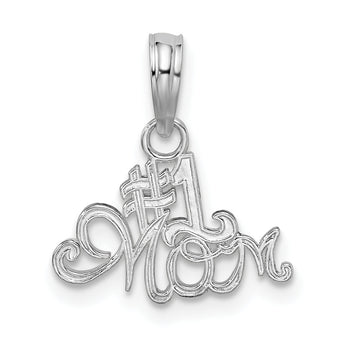 De-Ani Sterling Silver Rhodium-plated Polished #1 MOM Script Pendant