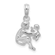 De-Ani Sterling Silver Rhodium-Plated Polished 3D Mother and Baby Pendant