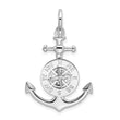 De-Ani Sterling Silver Rhodium-Plated 3D Small Anchor with Compass Pendant