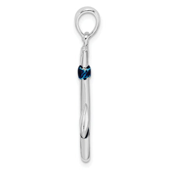 De-Ani Sterling Silver Rhodium-Plated Polished 3D Enameled Fish Hook Pendant