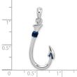De-Ani Sterling Silver Rhodium-Plated Polished 3D Enameled Fish Hook Pendant