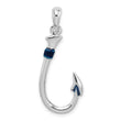 De-Ani Sterling Silver Rhodium-Plated Polished 3D Enameled Fish Hook Pendant