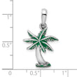 De-Ani Sterling Silver Rhodium-Plated Polished Enameled Palm Tree Pendant