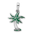 De-Ani Sterling Silver Rhodium-Plated Polished Enameled Palm Tree Pendant