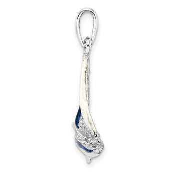 De-Ani Sterling Silver Rhodium-Plated Polished 3D Enameled Sailboat Pendant
