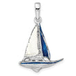 De-Ani Sterling Silver Rhodium-Plated Polished 3D Enameled Sailboat Pendant