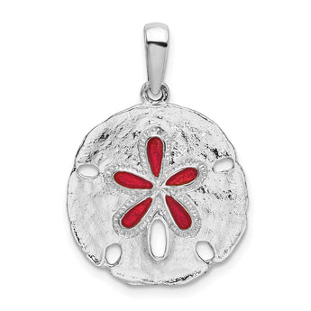 De-Ani Sterling Silver Rhodium-Plated Polished Enameled Sand Dollar Pendant