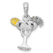 De-Ani Sterling Silver Rhodium-Plated Polished Enameled Margarita Pendant