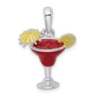 De-Ani Sterling Silver Rhodium-Plated Polished Enameled Margarita Pendant