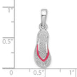 De-Ani Sterling Silver Rhodium-Plated Enameled Pink Flip-flop Pendant