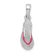 De-Ani Sterling Silver Rhodium-Plated Enameled Pink Flip-flop Pendant