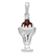De-Ani Sterling Silver Rhodium-Plated Enameled Chocolate Sundae Pendant