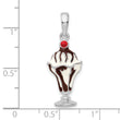 De-Ani Sterling Silver Rhodium-Plated Enameled Chocolate Sundae Pendant