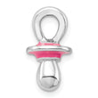 De-Ani Sterling Silver Rhodium-Plated 3D Pink Enameled Pacifier Pendant