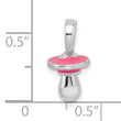 De-Ani Sterling Silver Rhodium-Plated 3D Pink Enameled Pacifier Pendant