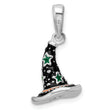 De-Ani Sterling Silver Rhodium-Plated Polished 3D Enameled Witch Hat Pendant