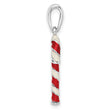 De-Ani Sterling Silver Rhodium-Plated 3D Enameled Candy Cane Pendant