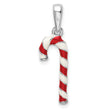 De-Ani Sterling Silver Rhodium-Plated 3D Enameled Candy Cane Pendant