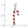 De-Ani Sterling Silver Rhodium-Plated 3D Enameled Candy Cane Pendant