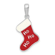 De-Ani Sterling Silver Rhodium-Plated Enameled HO HO HO Stocking Pendant