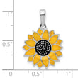 De-Ani Sterling Silver Rhodium-Plated Polished Enameled Sunflower Pendant