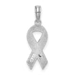 De-Ani Sterling Silver Rhodium-Plated Polished Enameled Pink Ribbon Pendant