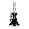 De-Ani Sterling Silver Rhodium-Plated 3D Enameled Black Dress and Shoe Pendant