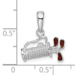 De-Ani Sterling Silver Rhodium-Plated Polished 3D Enameled Golf Bag Pendant