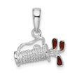 De-Ani Sterling Silver Rhodium-Plated Polished 3D Enameled Golf Bag Pendant