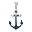 De-Ani Sterling Silver Rhodium-Plated Polished Enameled Anchor Pendant