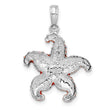 De-Ani Sterling Silver Rhodium-Plated Enameled Orange Starfish Pendant