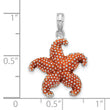 De-Ani Sterling Silver Rhodium-Plated Enameled Orange Starfish Pendant