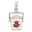 De-Ani Sterling Silver Rhodium-Plated 3D Moveable Enameled Chinese Takeout Pendant
