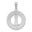 De-Ani Sterling Silver Polished Enameled Hilton Head with Lighthouse Pendant