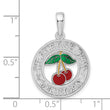 De-Ani Sterling Silver Rhodium-Plated Enameled Traverse City Michigan with Cherry Pendant