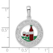 De-Ani Sterling Silver Rhodium-Plated Enameled Traverse City Michigan with Wine Pendant