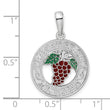 De-Ani Sterling Silver Rhodium-Plated Enameled Traverse City Michigan with Grapes Pendant