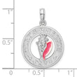 De-Ani Sterling Silver Rhodium-Plated Enameled Turks and Caicos with Shell Pendant
