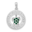 De-Ani Sterling Silver Rhodium-Plated Enameled Turks and Caicos with Turtle Pendant