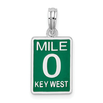De-Ani Sterling Silver Rhodium-Plated Enameled Small Key West Mile 0 Pendant