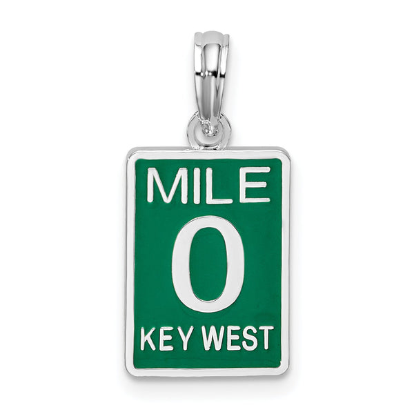 De-Ani Sterling Silver Rhodium-Plated Enameled Small Key West Mile 0 Pendant