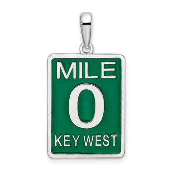 De-Ani Sterling Silver Rhodium-Plated Enameled Large Key West Mile 0 Pendant