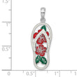 De-Ani Sterling Silver Rhodium-Plated Enameled Hibiscus Flower Flip-flop Pendant
