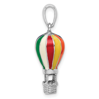 De-Ani Sterling Silver Rhodium-Plated 3D Enameled Hot Air Balloon Pendant