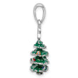 De-Ani Sterling Silver Rhodium-Plated 3D Enameled Christmas Tree Pendant