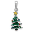 De-Ani Sterling Silver Rhodium-Plated 3D Enameled Christmas Tree Pendant