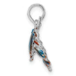 De-Ani Sterling Silver Rhodium-Plated Polished Enameled Blue Stone Crab Pendant