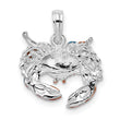 De-Ani Sterling Silver Rhodium-Plated Polished Enameled Blue Stone Crab Pendant