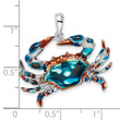 De-Ani Sterling Silver Rhodium-Plated Polished Enameled Blue Crab Pendant