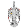 De-Ani Sterling Silver Rhodium-Plated Polished Enameled Florida Lobster Pendant
